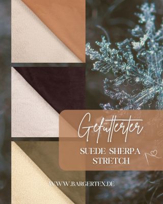 Entdecken Sie ein Material, das Sie schon bei der ersten Berührung lieben werden.🧵 SUEDE Sherpa Stretch kombiniert weichen...